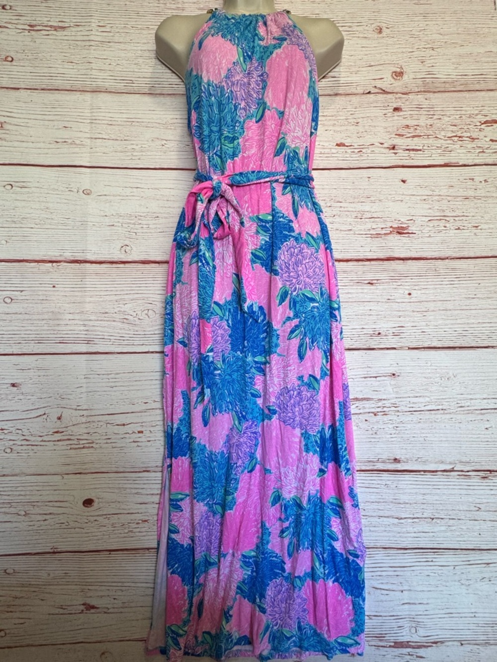 Lilly Pulitzer Bingham Halter Midi Dress in Multi Beach House Blooms Sz M - Picture 5 of 16